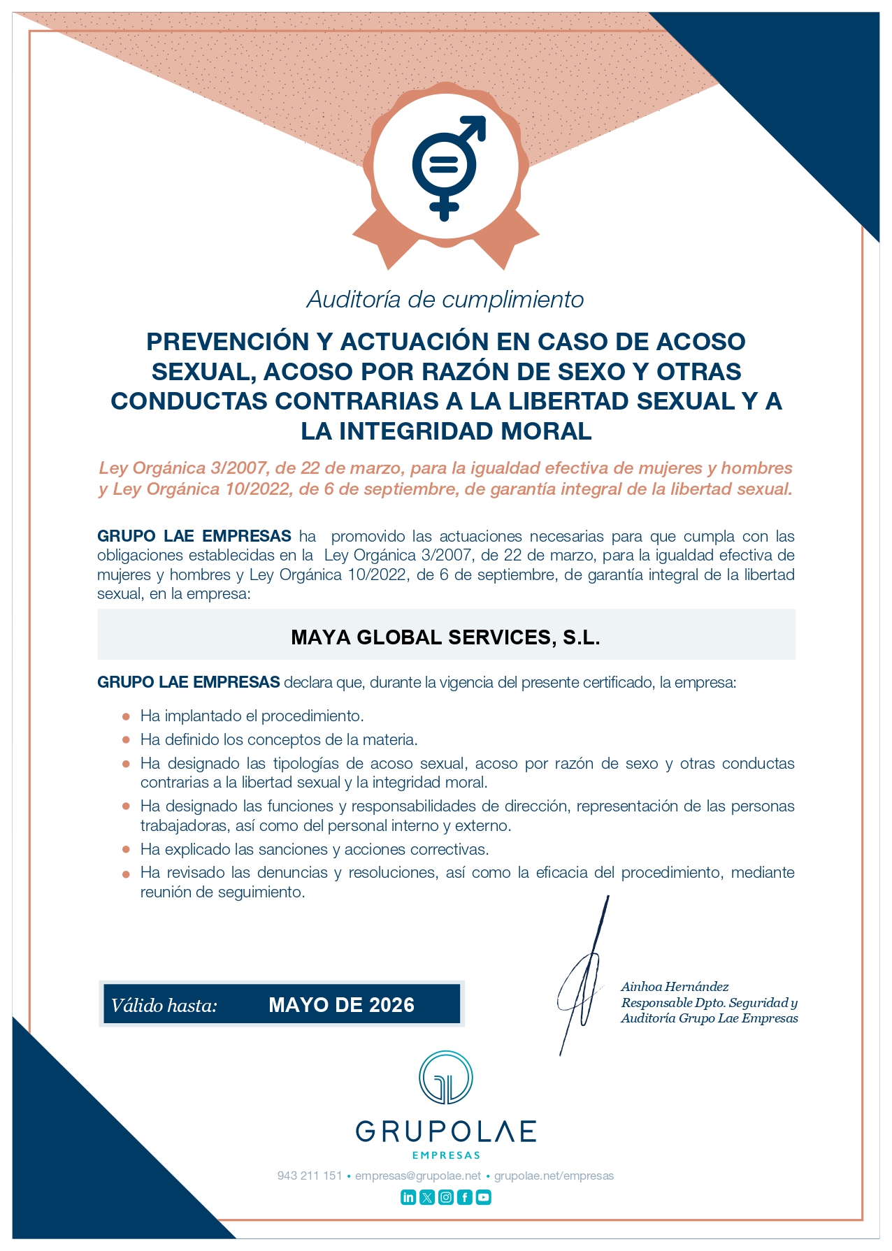 certificado de auditoria