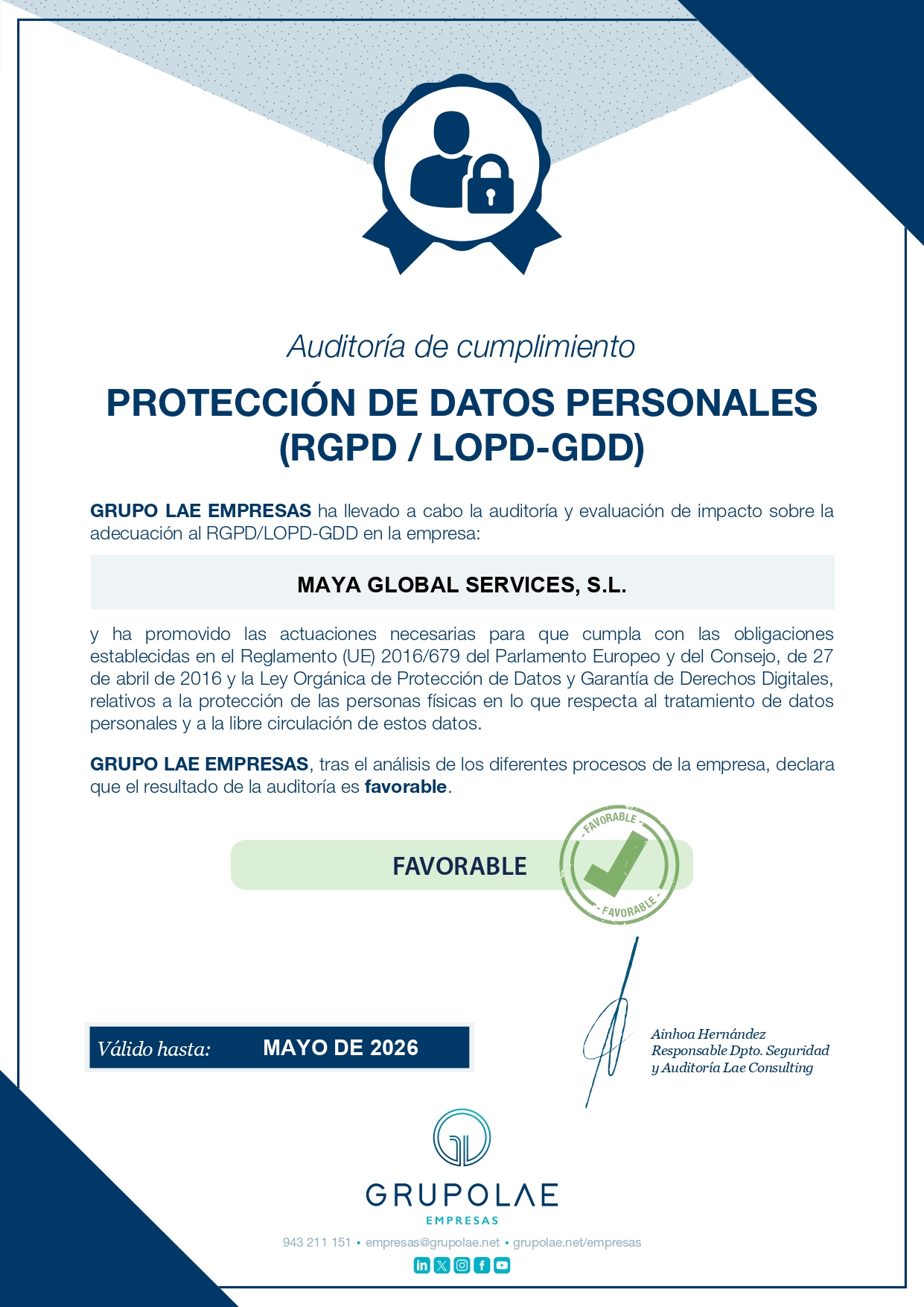 certificado de auditoria